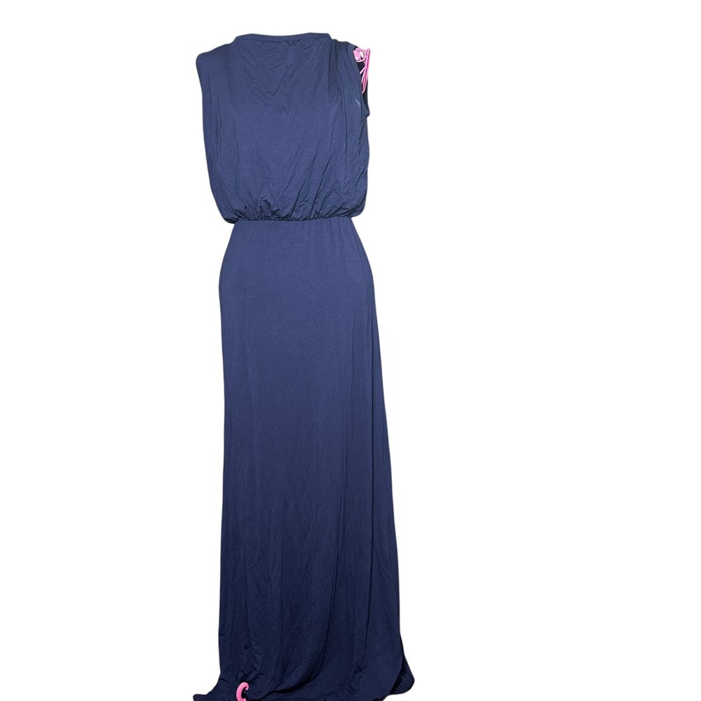 Go Couture Boho Blue Micro Modal Sleeveless Blouson Maxi Dress Small Made in USA